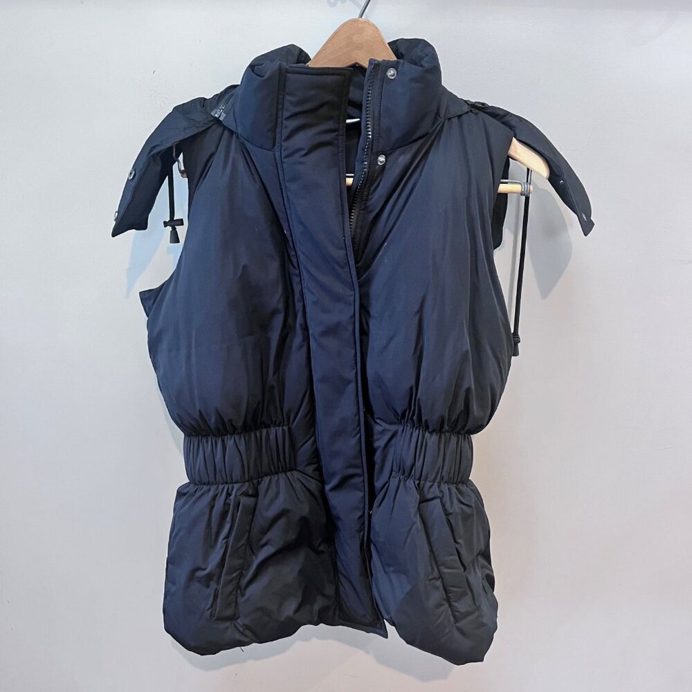 Sweaty Betty Black Hooded Formation Puffa Gilet Down Vest-‎ Sz. XS